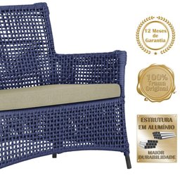 1 Sofá Área Externa Igapó Alumínio Preta Corda Náutica E7 Azul - 5