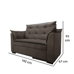 Sofá 2 Lugares para Sala Moderno Confortável Aurora Suede Marrom - 3