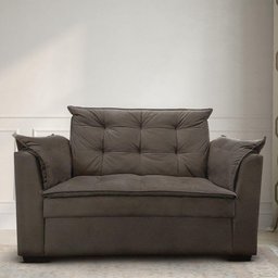 Sofá 2 Lugares para Sala Moderno Confortável Aurora Suede Marrom - 1