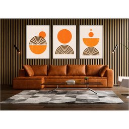 kit com 3 Quadros Decorativos Abstratos com Moldura e Vidro para Sala Quarto Escritório e Clínica 72 - 2
