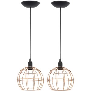 2 Pendentes Aramado Globo Luminária Lustre Teto Retrô Vintage Industrial Balcão Agp Ilumini - Cobre 