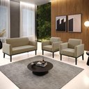 Ver imagem 7 de Conjunto 2 Poltronas e 1 Namoradeira Decorativa Pés Fixo em Madeira Preto Suede Nude