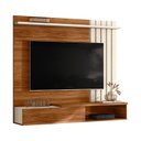 Ver imagem 3 de Home Suspenso Vegas 1,60m Tv 65'' Porta Basculante Nichos - Cinamomo Mel/perola Metalizado