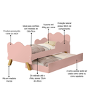 Ver imagem 4 de Mini Cama Infantil Angel Nuvem Rosa com Auxiliar Proteção Lateral e Pés Dde Madeira