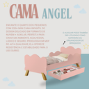 Ver imagem 5 de Mini Cama Infantil Angel Nuvem Rosa com Auxiliar Proteção Lateral e Pés Dde Madeira