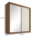 Ver imagem 3 de Guarda-roupa Casal Mali 2 Portas 3 Gavetas 100% Mdf com Espelho Castanho/off White - Europa Móveis