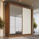 Ver imagem 2 de Guarda-roupa Casal Mali 2 Portas 3 Gavetas 100% Mdf com Espelho Castanho/off White - Europa Móveis