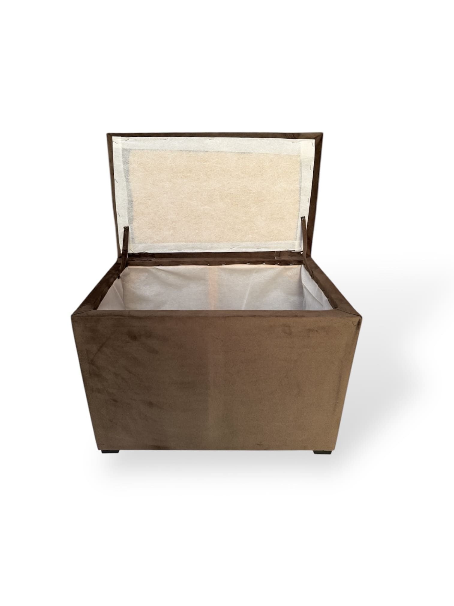 Baú Puff Estofado Retangular Suede Decorativo Porta Objetos Encosto de Pé - 2
