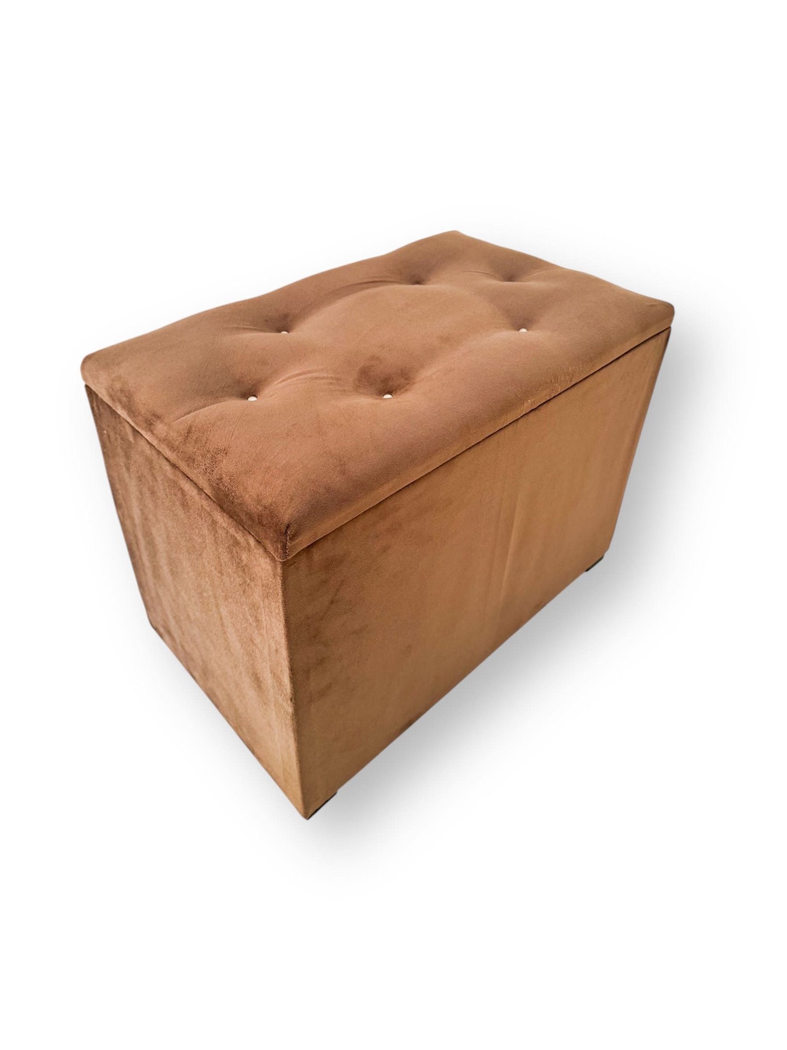 Baú Puff Estofado Retangular Suede Decorativo Porta Objetos Encosto de Pé