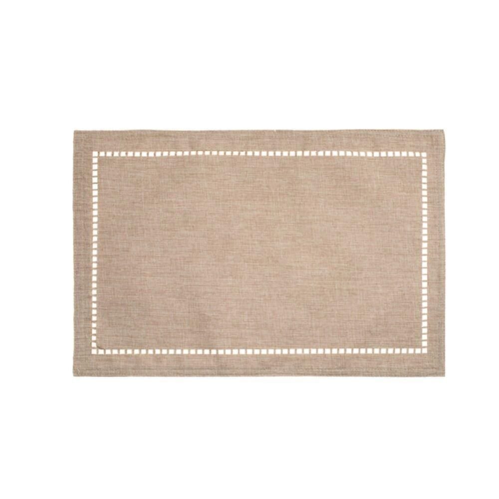 6 Lugares Americanos Retangular Poliéster Linho Bege 45cm Lyor - 1