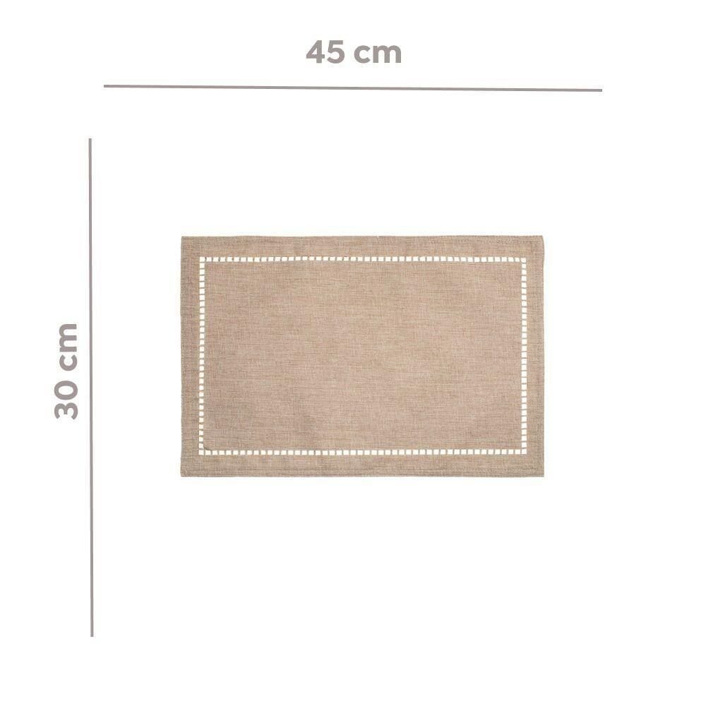 6 Lugares Americanos Retangular Poliéster Linho Bege 45cm Lyor - 2