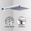 Ver imagem 6 de Ducha Quadrada Slim 20x20cm com Braço 40cm Inox Preta Domum