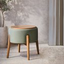 Ver imagem 1 de Puff Dual 2 em 1 Acabamento Moderno Vira Mesa de Apoio Chenille Verde