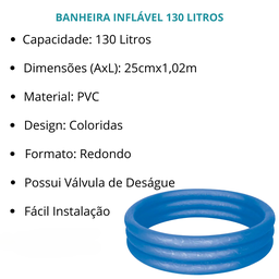 Piscina Banheira Inflável Infantl Redonda 30 Litros Cores Sortidas Presente Natal - 5