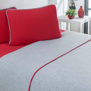 Jogo de Cama Malha Lençol 100% Algodão Urbano 4 Peças King - Vermelho-mescla