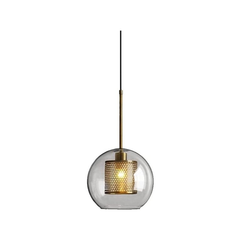 Pendente Bronze Globo Vidro Transparente 25cm 1e27 Paris Luz