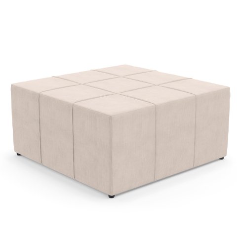 Puff Decorativo Para Sala de Estar Quadrado Milano 90x90cm W01 Suede Bege - Lyam Decor
