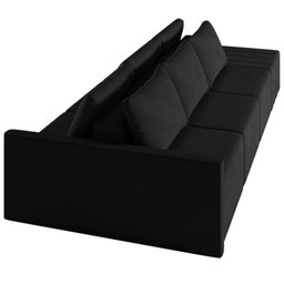 Sofá Ilha Modulado Milos 342cm Puff Lateral Veludo Preto G33 - Gran Belo - 7