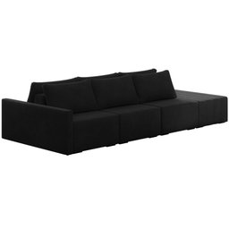 Sofá Ilha Modulado Milos 342cm Puff Lateral Veludo Preto G33 - Gran Belo - 2