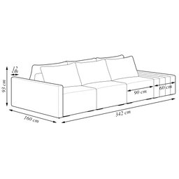 Sofá Ilha Modulado Milos 342cm Puff Lateral Veludo Preto G33 - Gran Belo - 4