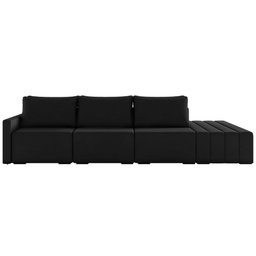 Sofá Ilha Modulado Milos 342cm Puff Lateral Veludo Preto G33 - Gran Belo - 6