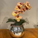 Ver imagem 2 de Orquídea Tigre Rosa Artificial Arranjo no Vaso Espelhado Flores Permanentes Decore Fácil Shop