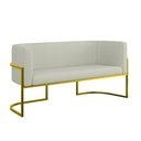 Ver imagem 1 de Sofá Namoradeira Bouclê 2 Lugares Moderna Base Metal Gold Bege