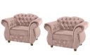 Ver imagem 1 de Quatro Poltronas Chesterfield Merlo - Suede Rosa Claro / Decoração, recepção , barbearia, sal