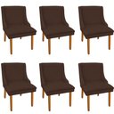 Ver imagem 1 de Kit 6 Cadeiras de Jantar Suede Marrom Pés Palito