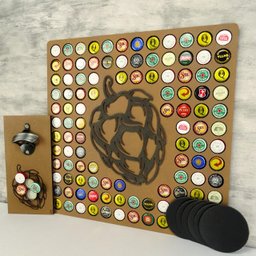 Quadro Porta Tampinhas + Abridor Magnético + Porta Copos Kit - 2