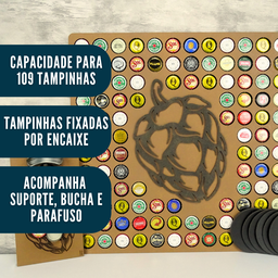 Quadro Porta Tampinhas + Abridor Magnético + Porta Copos Kit - 6