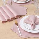 Ver imagem 3 de Kit 6 Jogos Americanos Retangular com Guardanapos Bordado Dourado - Realeza Rose