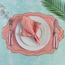 Ver imagem 1 de Kit 6 Jogos Americanos Retangular com Guardanapos Bordado Dourado - Realeza Rose