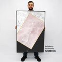 Ver imagem 2 de Quadro Decorativo Caixa Alta com Vidro Geométrico Mármore TaColado Moldura Branca 120 x 80cm