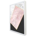 Ver imagem 1 de Quadro Decorativo Caixa Alta com Vidro Geométrico Mármore TaColado Moldura Branca 120 x 80cm