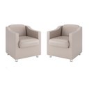 Ver imagem 1 de Kit 2 Poltronas Decorativas Para Recepção Courino Bege