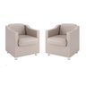 Kit 2 Poltronas Decorativas Para Recepção Courino Bege - 1