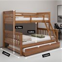 Ver imagem 2 de Beliche Woodstore Casal Solteiro de Madeira + Cama Aux Casal