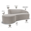 Ver imagem 3 de Sofá 3 Lugares Curvo Sala de Estar Living Firenze Direito D02 Bouclê Bege 180 cm B-62 - Lyam