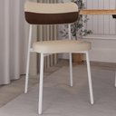 Ver imagem 6 de Kit 04 Cadeiras Estofada para Sala de Jantar Astrid Branco C01 Linho Areia Courino Whisky - Lyam