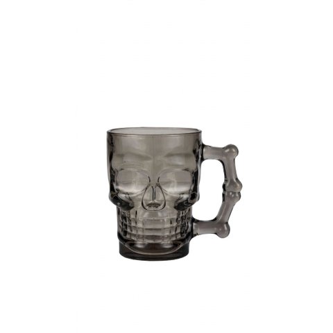 Caneca de Vidro Caveira Preta de 500 ml.