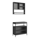 Ver imagem 2 de Gabinete com Espelheira para Banheiro 4 Portas 3 Prateleiras MDP 80cm Preto com Grafite