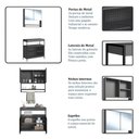 Ver imagem 5 de Gabinete com Espelheira para Banheiro 4 Portas 3 Prateleiras MDP 80cm Preto com Grafite