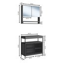 Ver imagem 4 de Gabinete com Espelheira para Banheiro 4 Portas 3 Prateleiras MDP 80cm Preto com Grafite