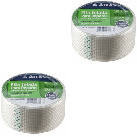 Fita Telada Auto Adesiva para Reparos 50mm X 45m Gesso Drywall Alvenaria | 02 Un