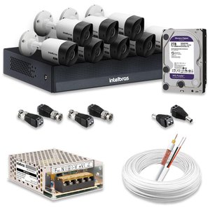 Kit 8 Câmeras de Segurança Intelbras Hd 720p com Dvr Mhdx 1008-c Full Hd L com Hd 2tb Purple