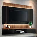 Ver imagem 1 de Painel Tv 55 180cm Bancada Suspensa Illusion Preto-castanho - Hb Móveis