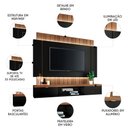 Ver imagem 3 de Painel Tv 55 180cm Bancada Suspensa Illusion Preto-castanho - Hb Móveis