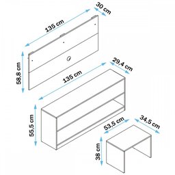 Sala de Estar Completa para Tv até 32 Polegadas Castanho Br 387 - Brv Móveis - 3
