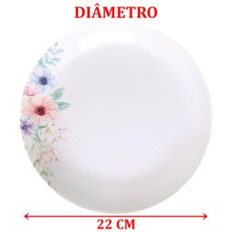 Kit Jogo de Pratos Fundo Sopa 8pçs 8 Pessoas Floratta 22cm - 5